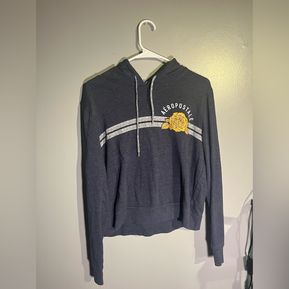 Aeropostale | Copped Hoodie | Blue w/ Yellow Flower | Size XL